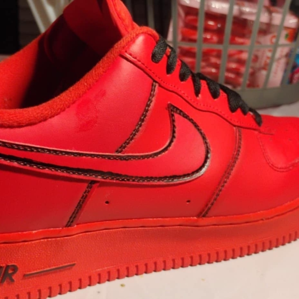 Nike Men's Red Sneakers with a custom hand painted touch of drip!